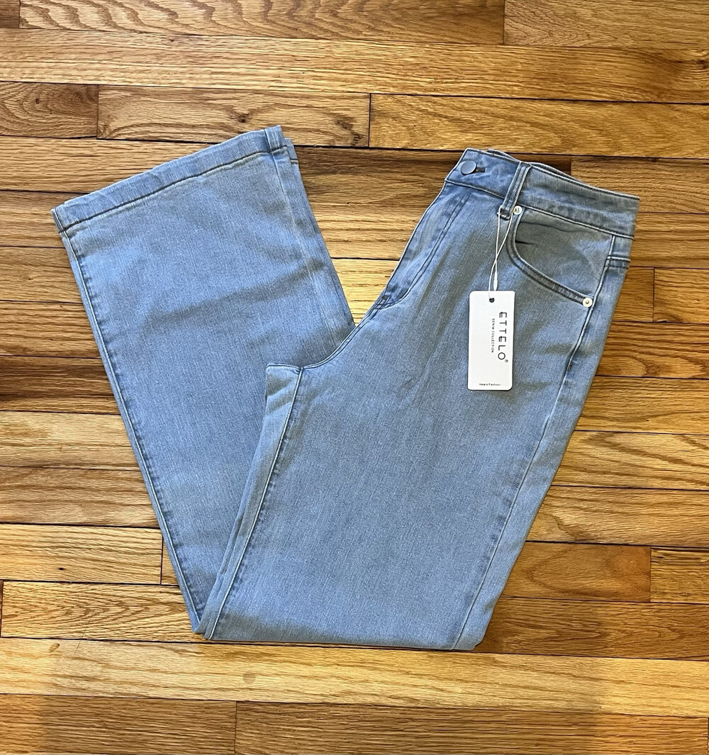 Ettelo Jeans Womens 10 Straight Wide Leg High Waisted Light Blue Denim NWT